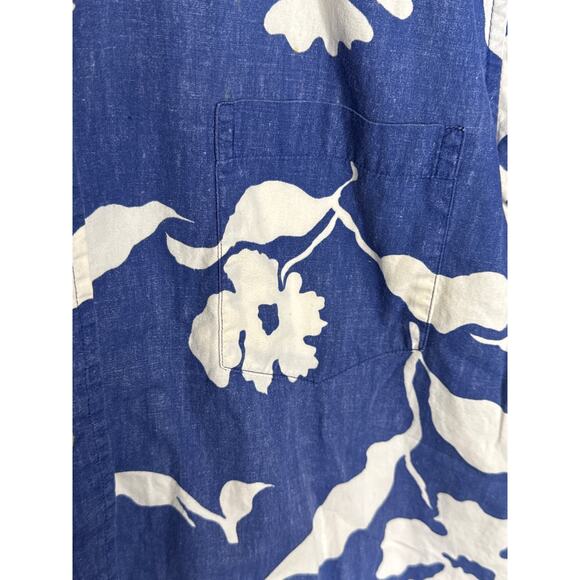 Reyn Spooner Blue White Floral Pattern
 Button Down Aloha Shirt Men Size Large - Picture 3 of 5